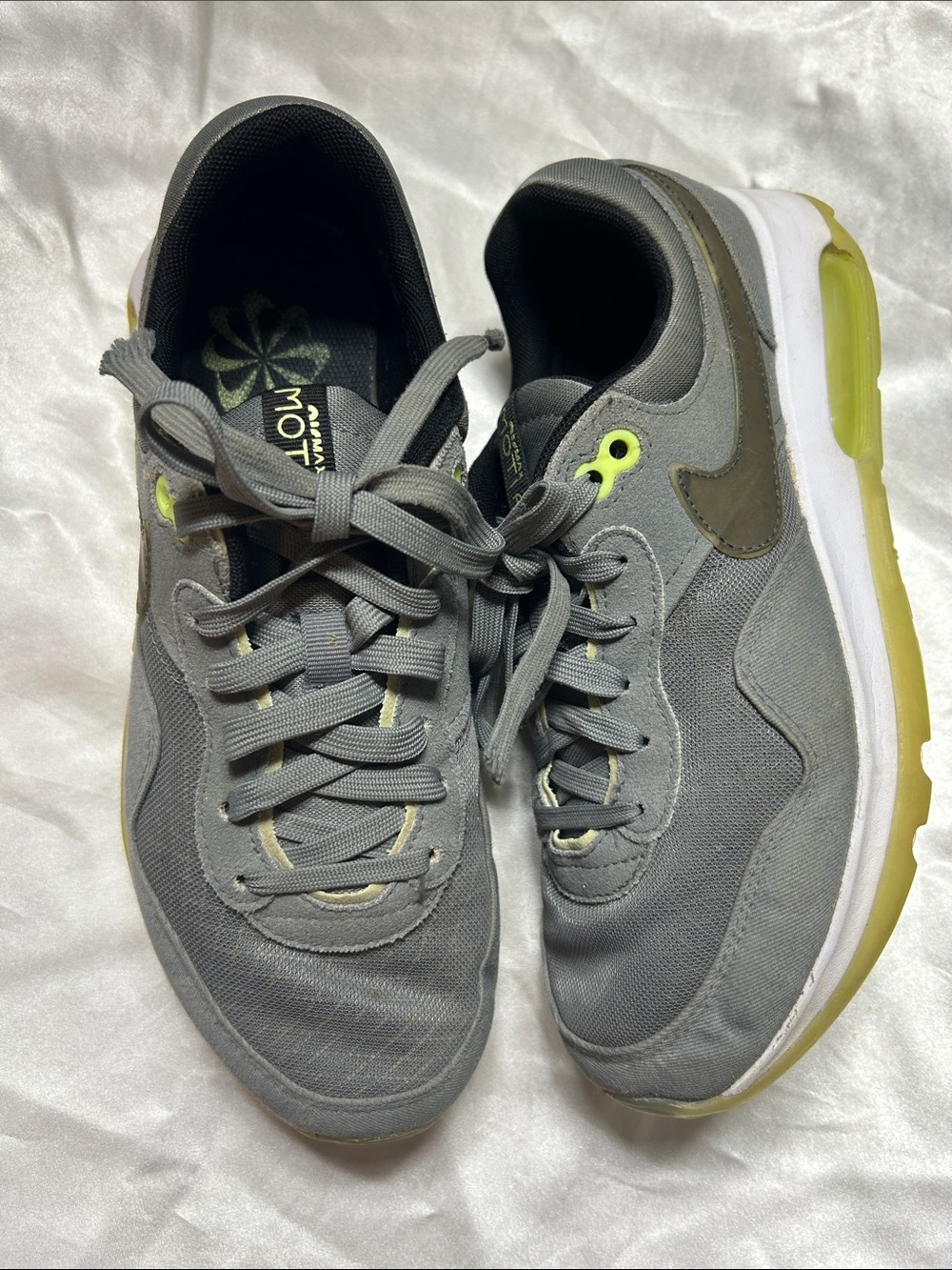 Nike Gray Athletic Shoes with Neon Yellow Accents